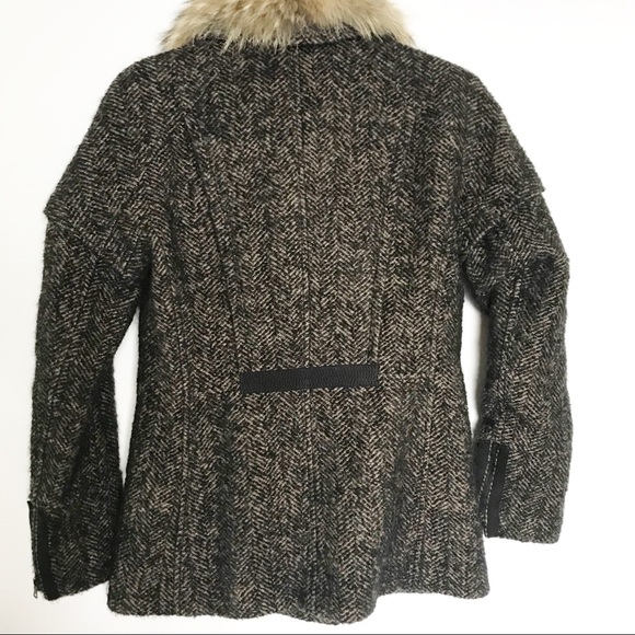 Elie Tahari Wool Coat - Coyote Fur Collar - Picture 8 of 11